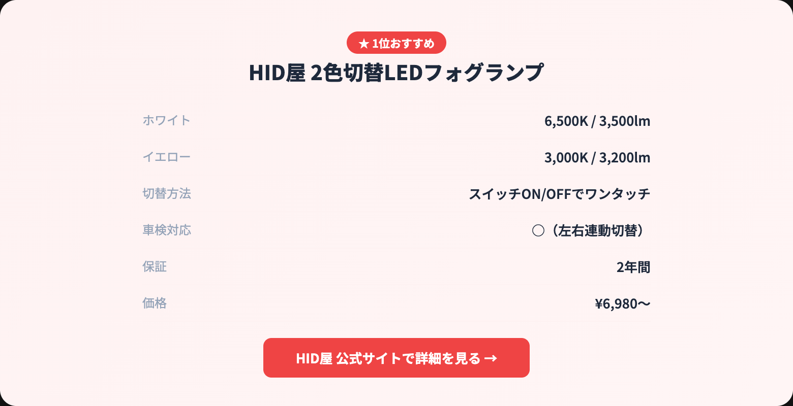 フォグランプを黄色にする3つの方法｜車検対応イエローLEDおすすめモデル紹介 recommended specs