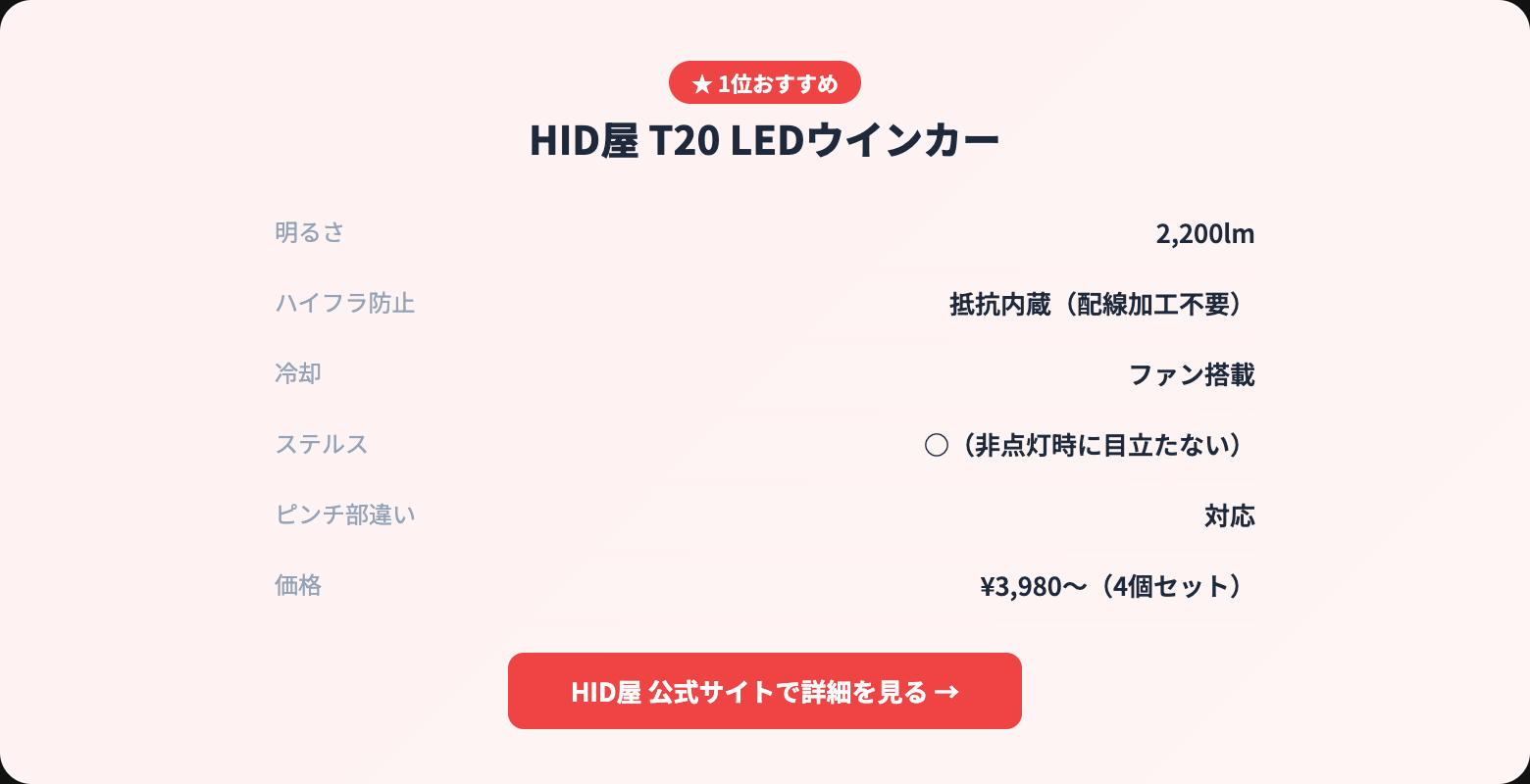 T20 LEDバルブの選び方完全ガイド｜シングル/ダブル/ピンチ部違いの見分け方と互換性 recommended-specs-02