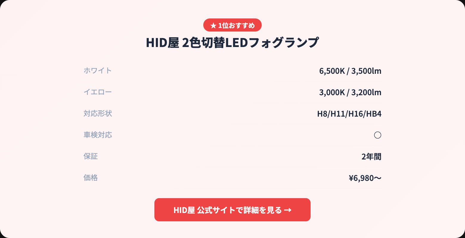 フォグランプの車検基準まとめ｜色・高さ・明るさ・個数のNG条件を徹底解説 recommended specs